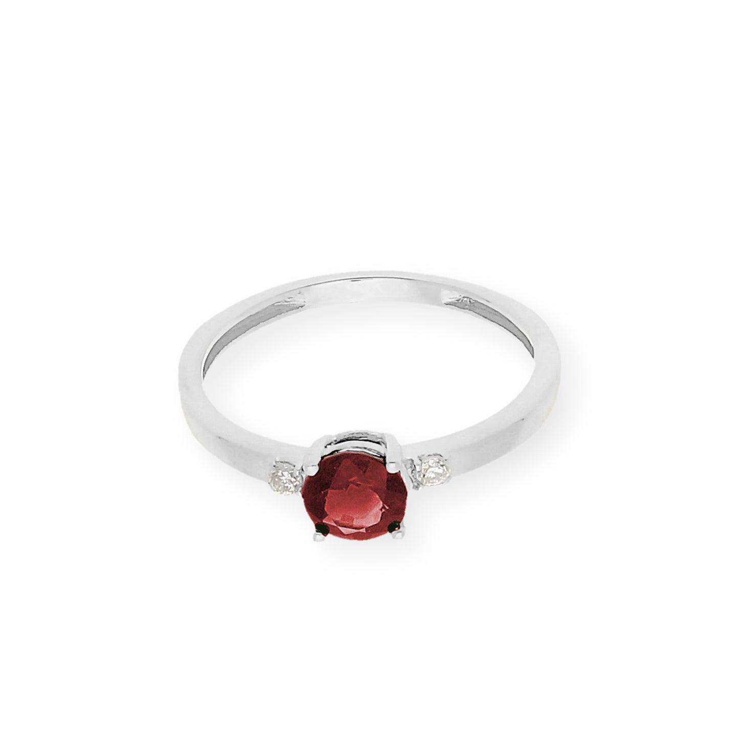 Anillo Aura en Oro Blanco 18k con Diamantes y Rubí