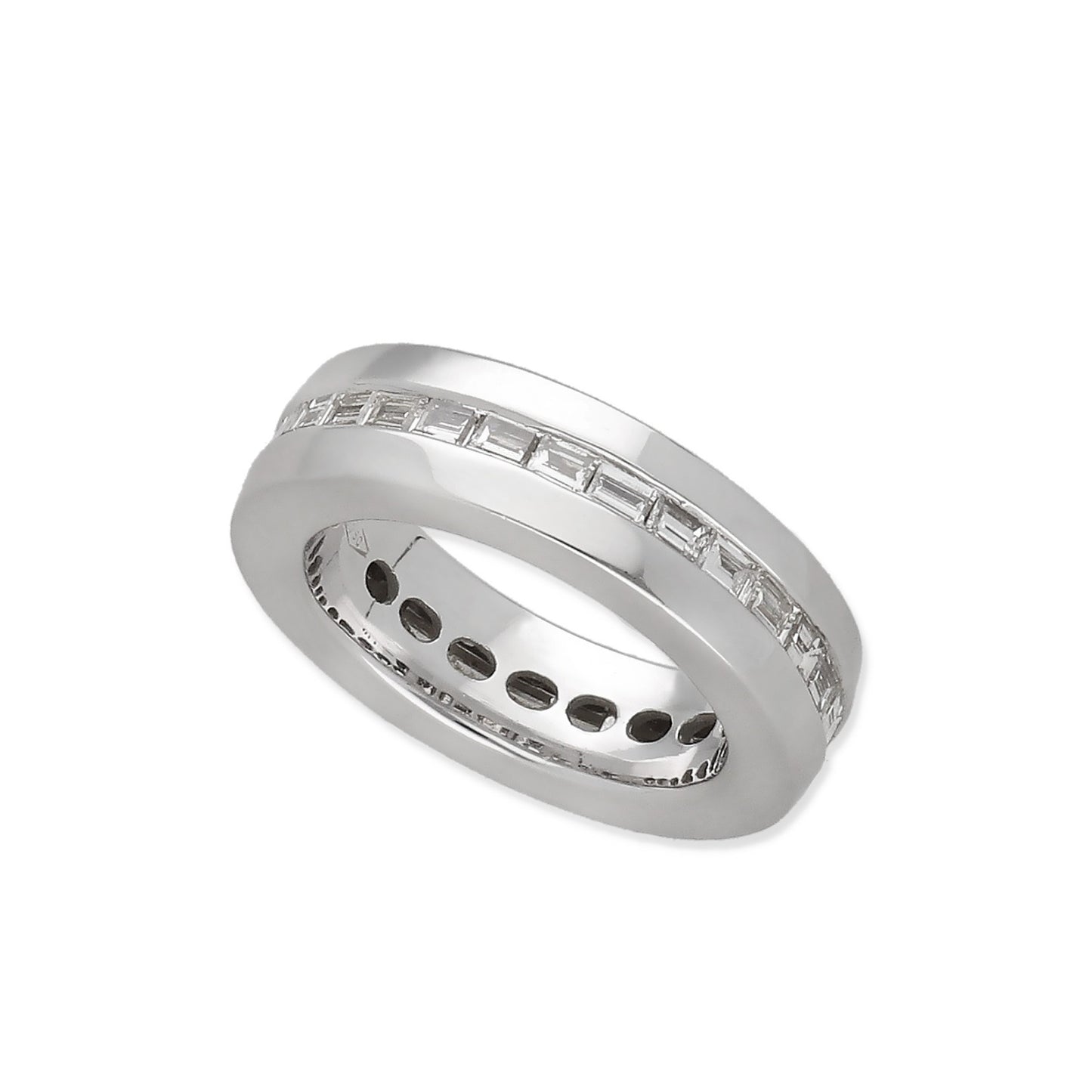 Anillo Violet Oro Blanco 18k con Diamantes talla Baguette