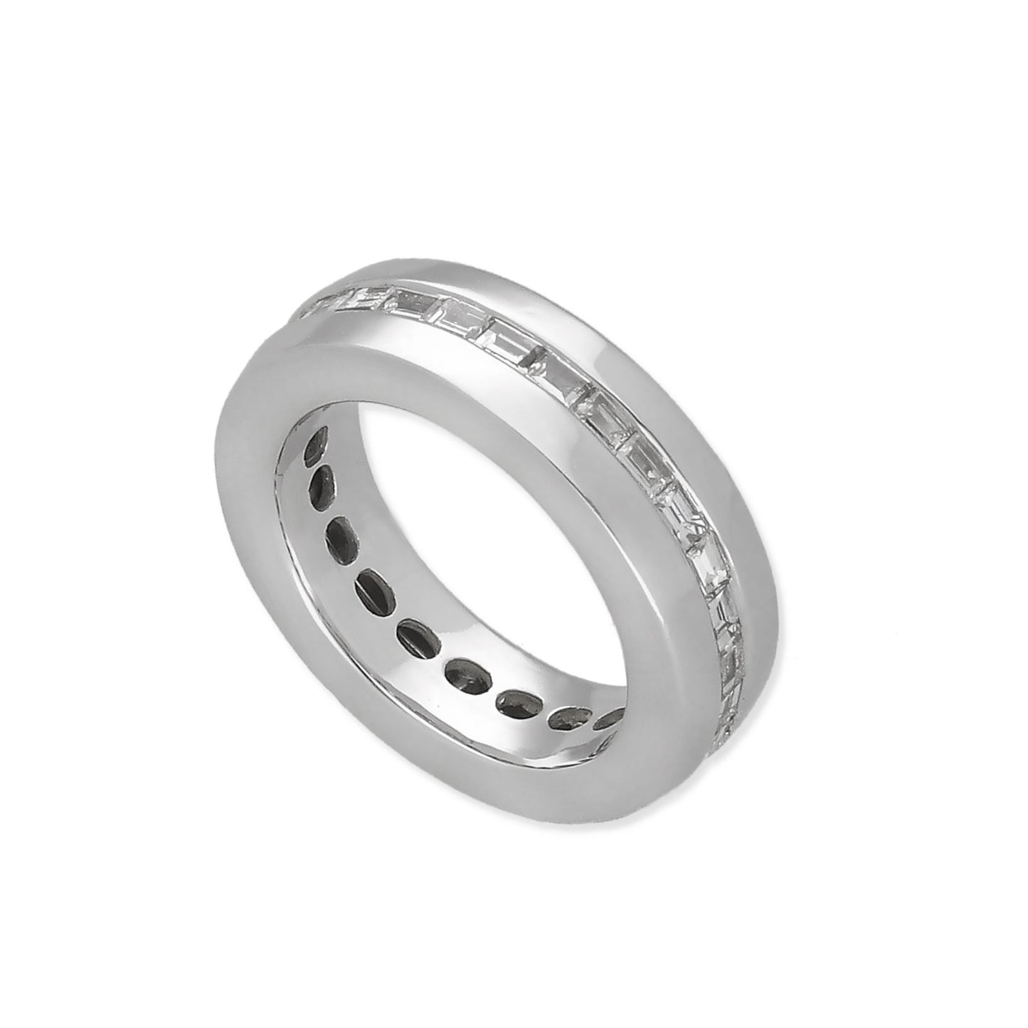 Anillo Violet Oro Blanco 18k con Diamantes talla Baguette