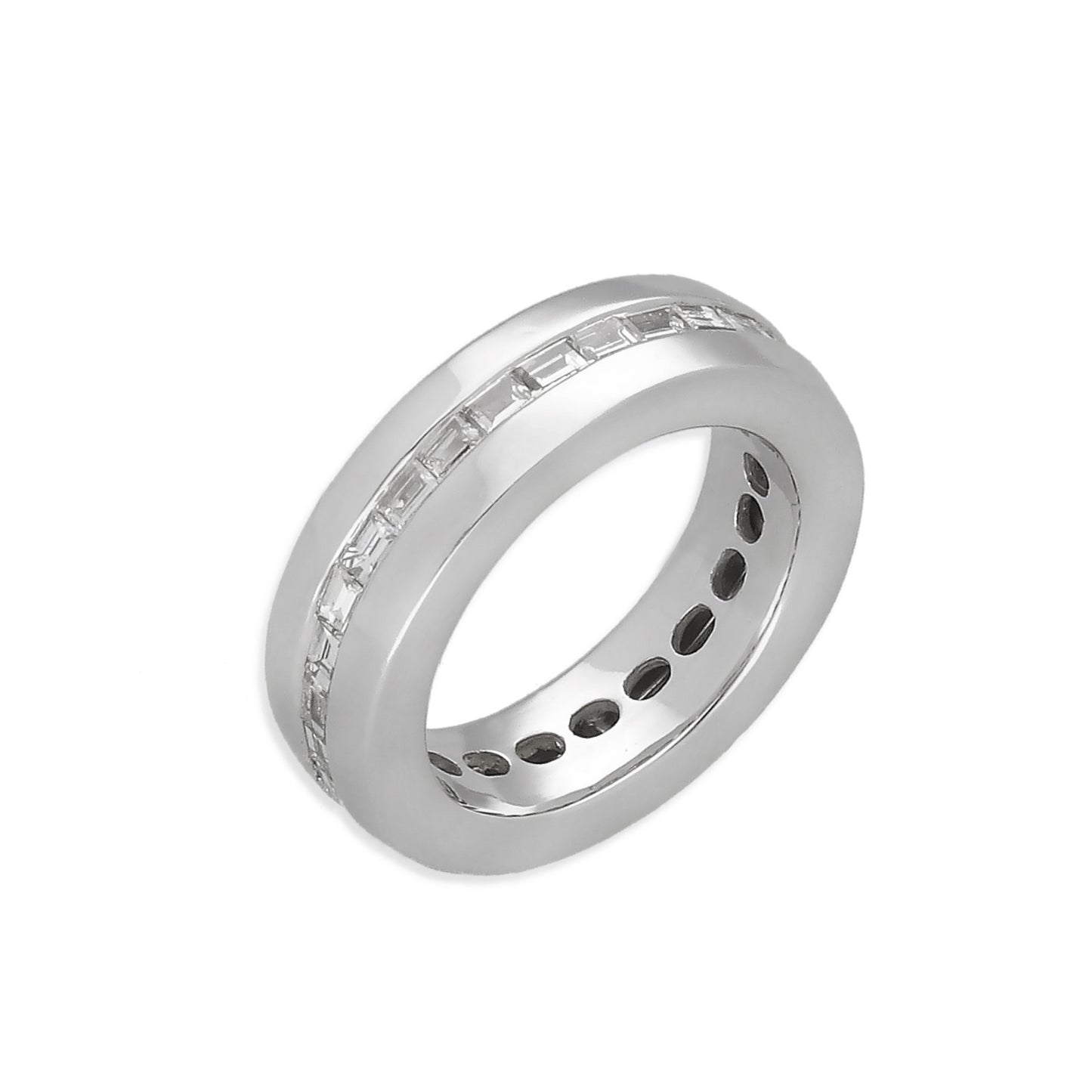 Anillo Violet Oro Blanco 18k con Diamantes talla Baguette