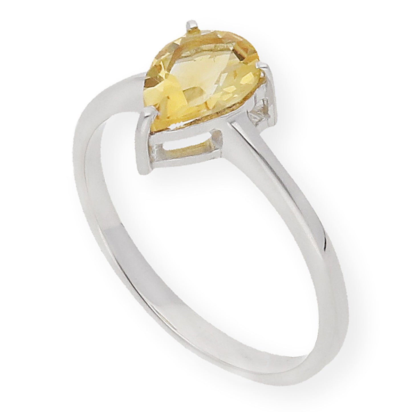 Anillo Vidi de Plata con Cuarzo Citrino Central en Forma de Pera