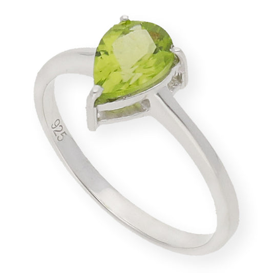 Anillo Vidi de Plata con Peridoto Central en Forma de Pera