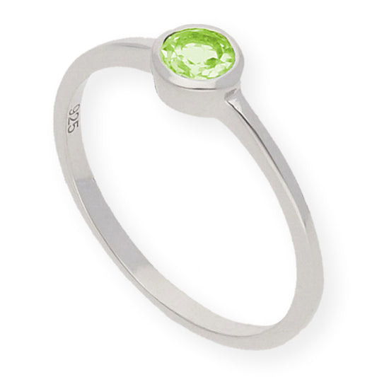 Anillo Dumas de Plata con Peridoto Central Redondo