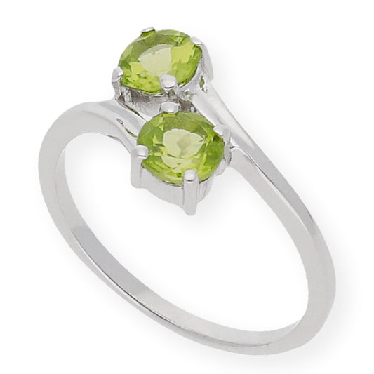 Anillo Viale de Plata con Peridotos Entrelazados