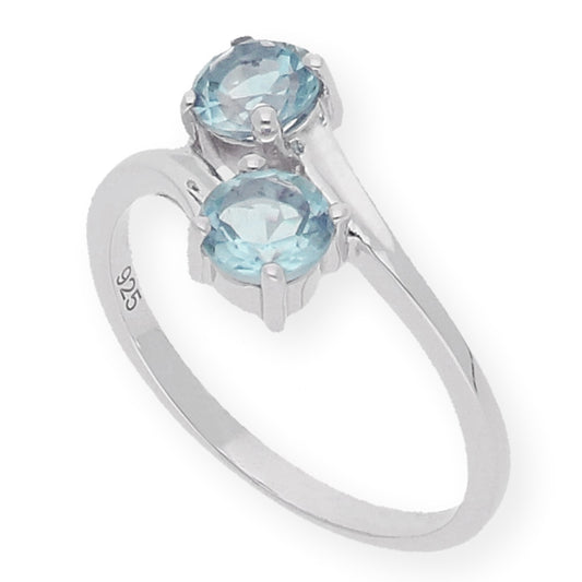 Anillo Viale de Plata con Topacios Azules Entrelazados