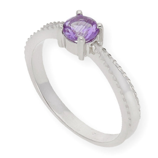 Anillo Dommi de Plata con Amatista Central