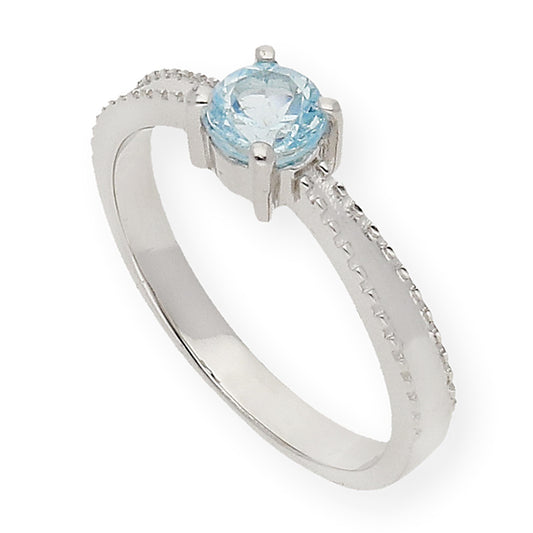 Anillo Dommi de Plata con Topacio Azul Central