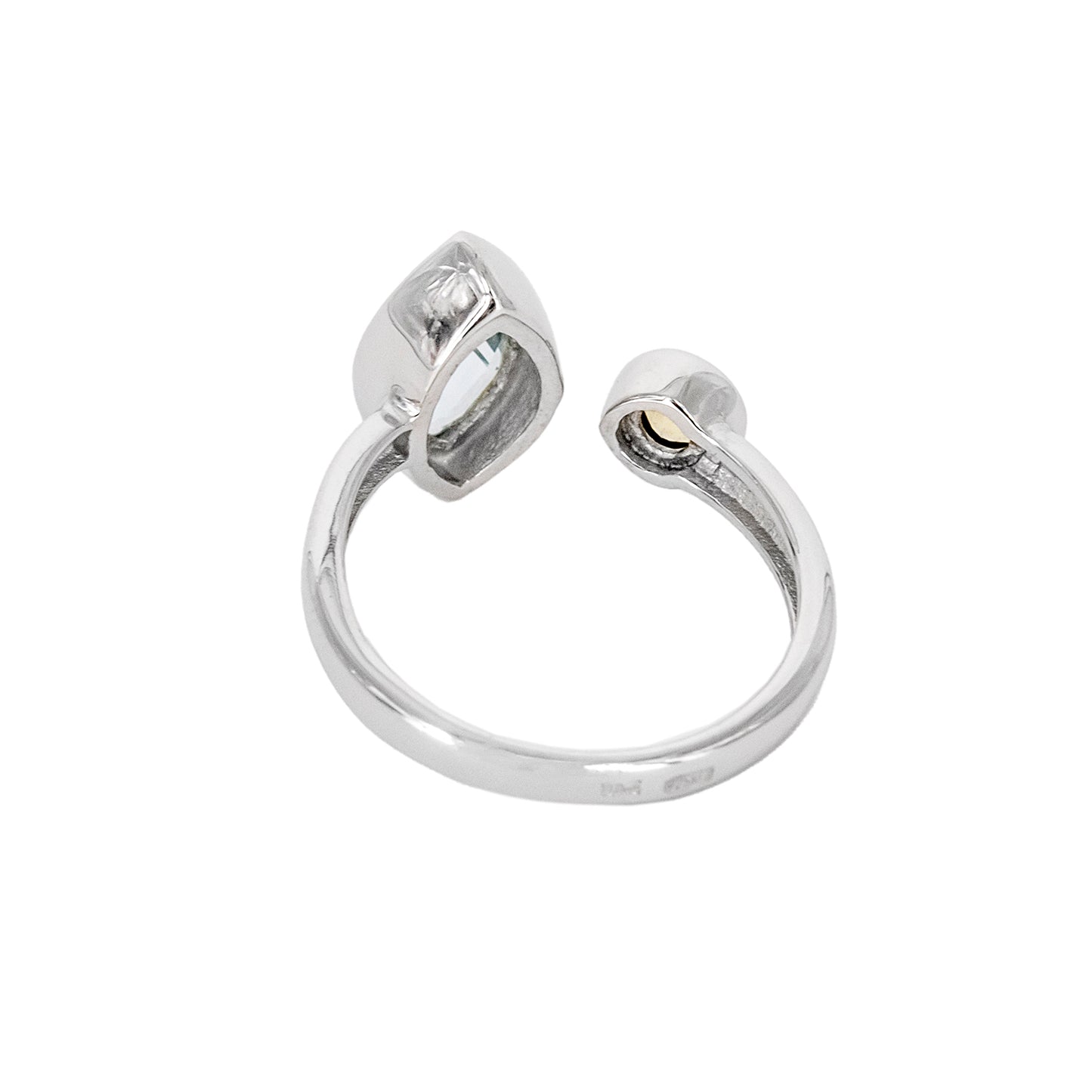 Anillo Ziwiri de Plata con 2 Piedras de Color - Amarillo y Azul