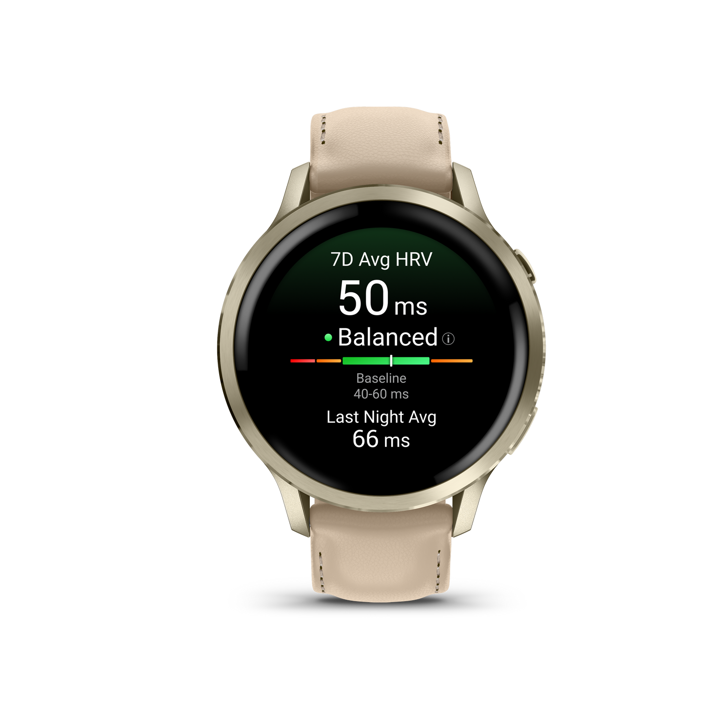 Reloj Garmin Venu® 4 - 41 mm Bisel Plateado con Correa de Cuero Beige 010-03013-03