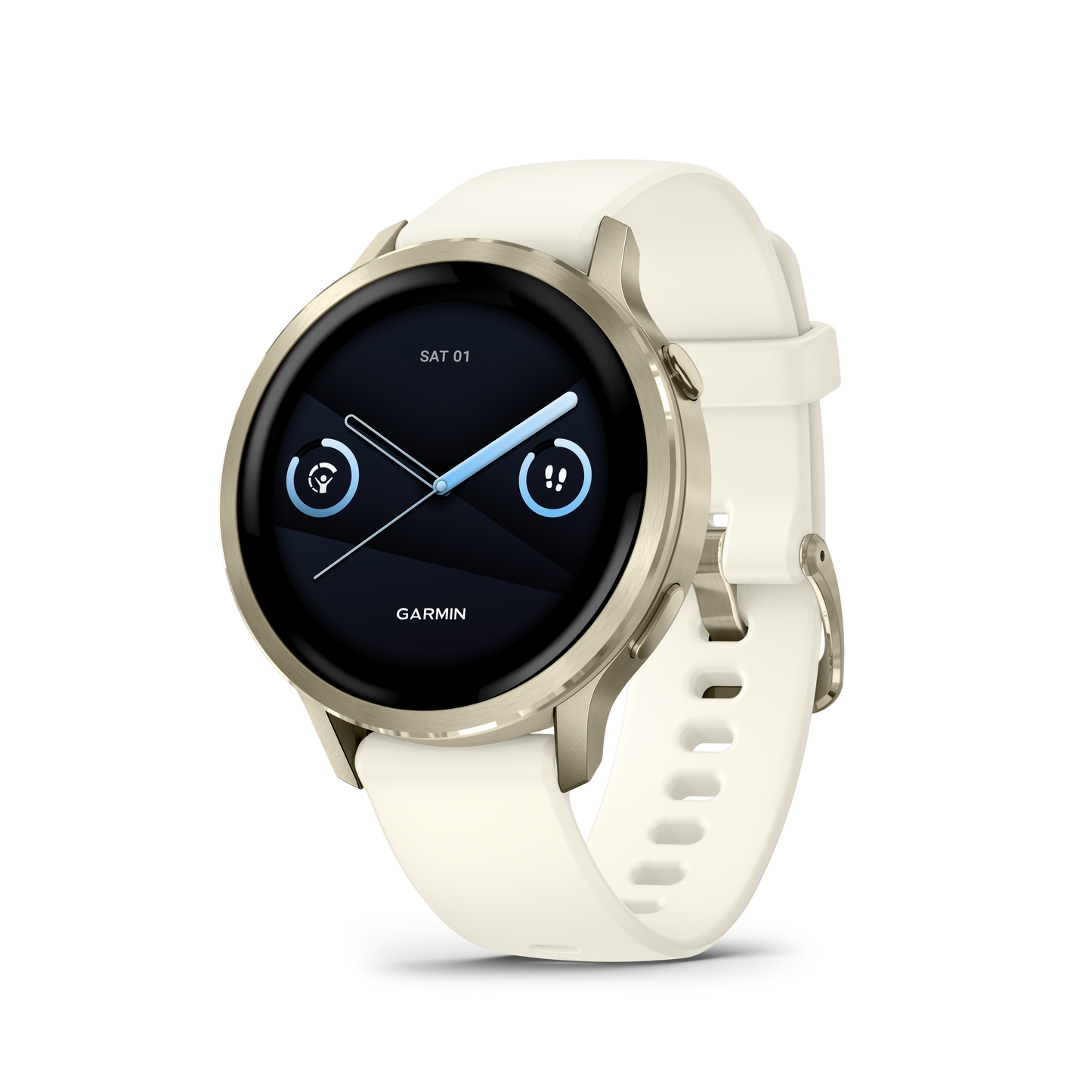 Reloj Garmin Venu® 4 - 41 mm Bisel Dorado con Correa de Silicona Blanca 010-03013-00
