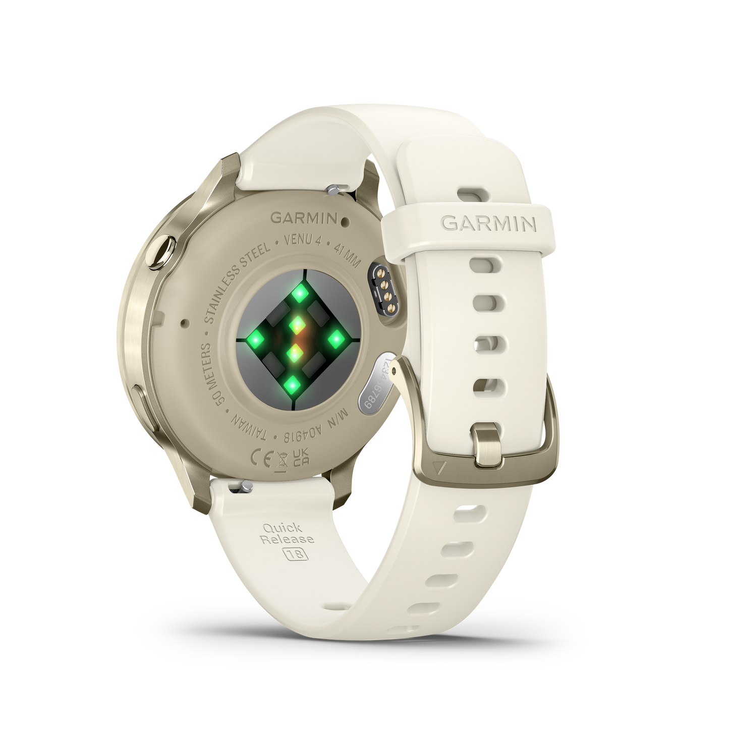 Reloj Garmin Venu® 4 - 41 mm Bisel Dorado con Correa de Silicona Blanca 010-03013-00