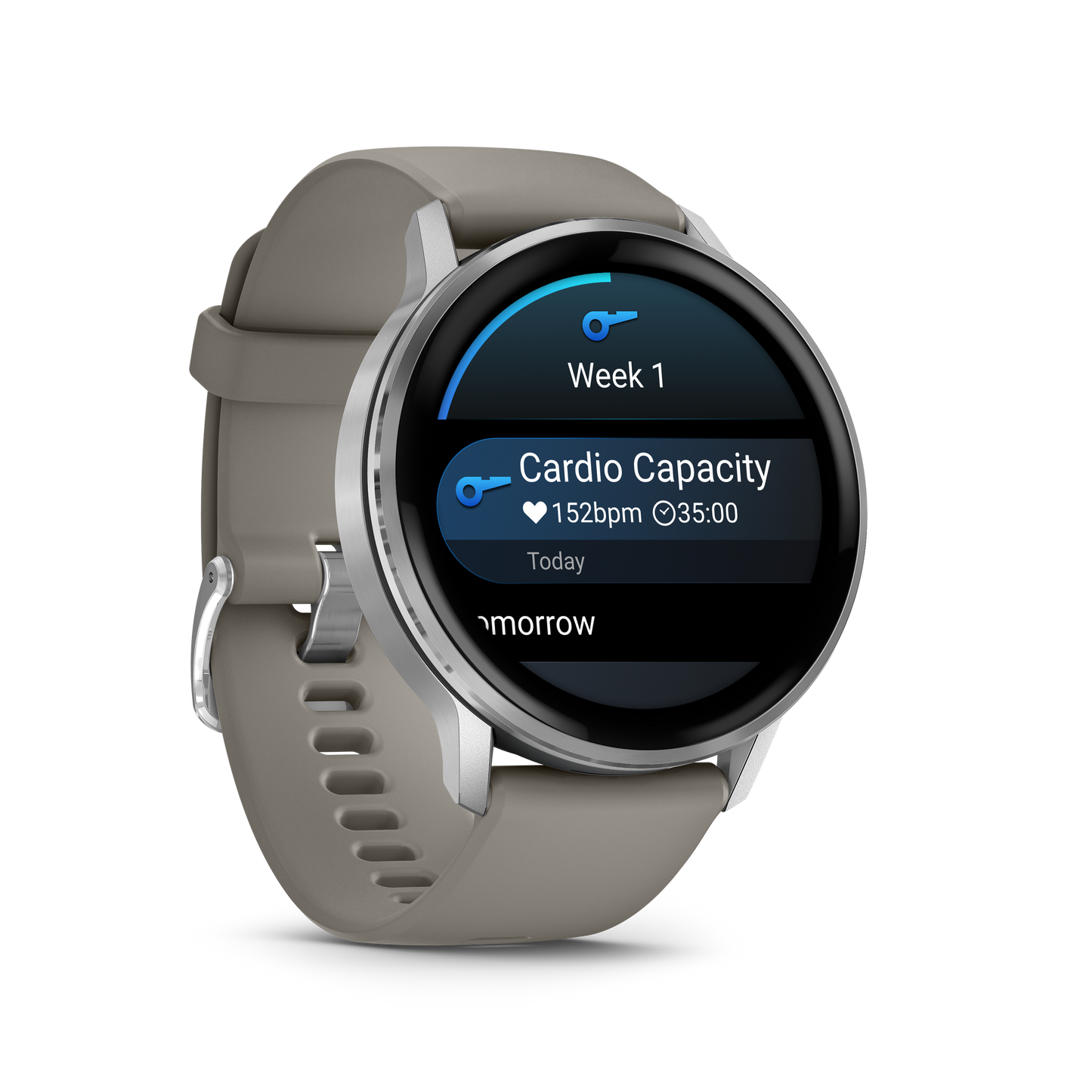 Reloj Garmin Venu® 4 - 45 mm Bisel Plateado Correa de Silicona Gris 010-03014-01