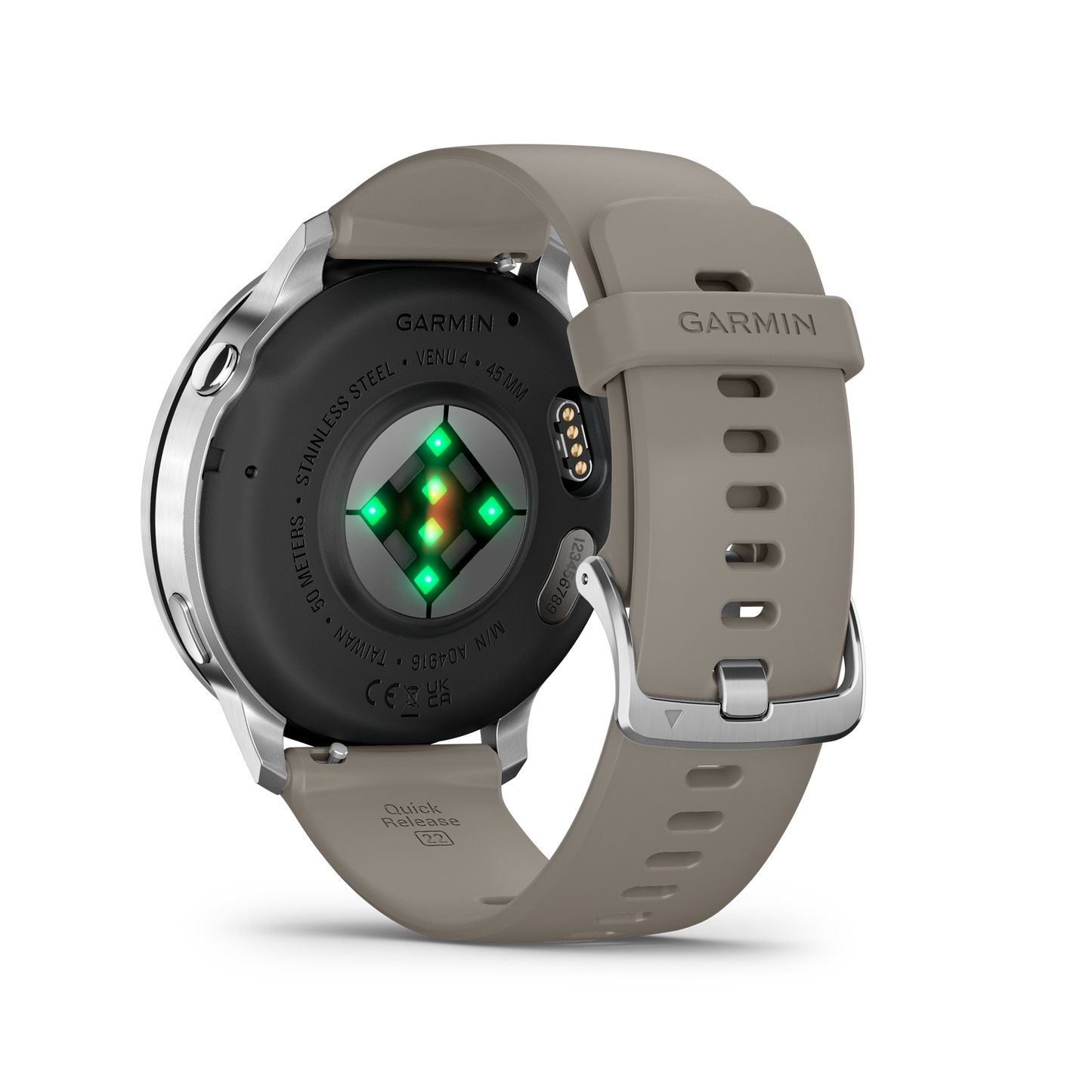 Reloj Garmin Venu® 4 - 45 mm Bisel Plateado Correa de Silicona Gris 010-03014-01