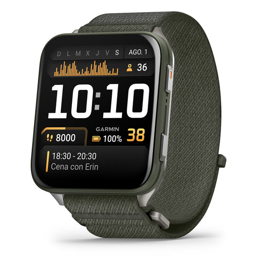 Reloj Garmin Venu X1 Verde Titanio y Correa Nailon Verde 010-02980-03