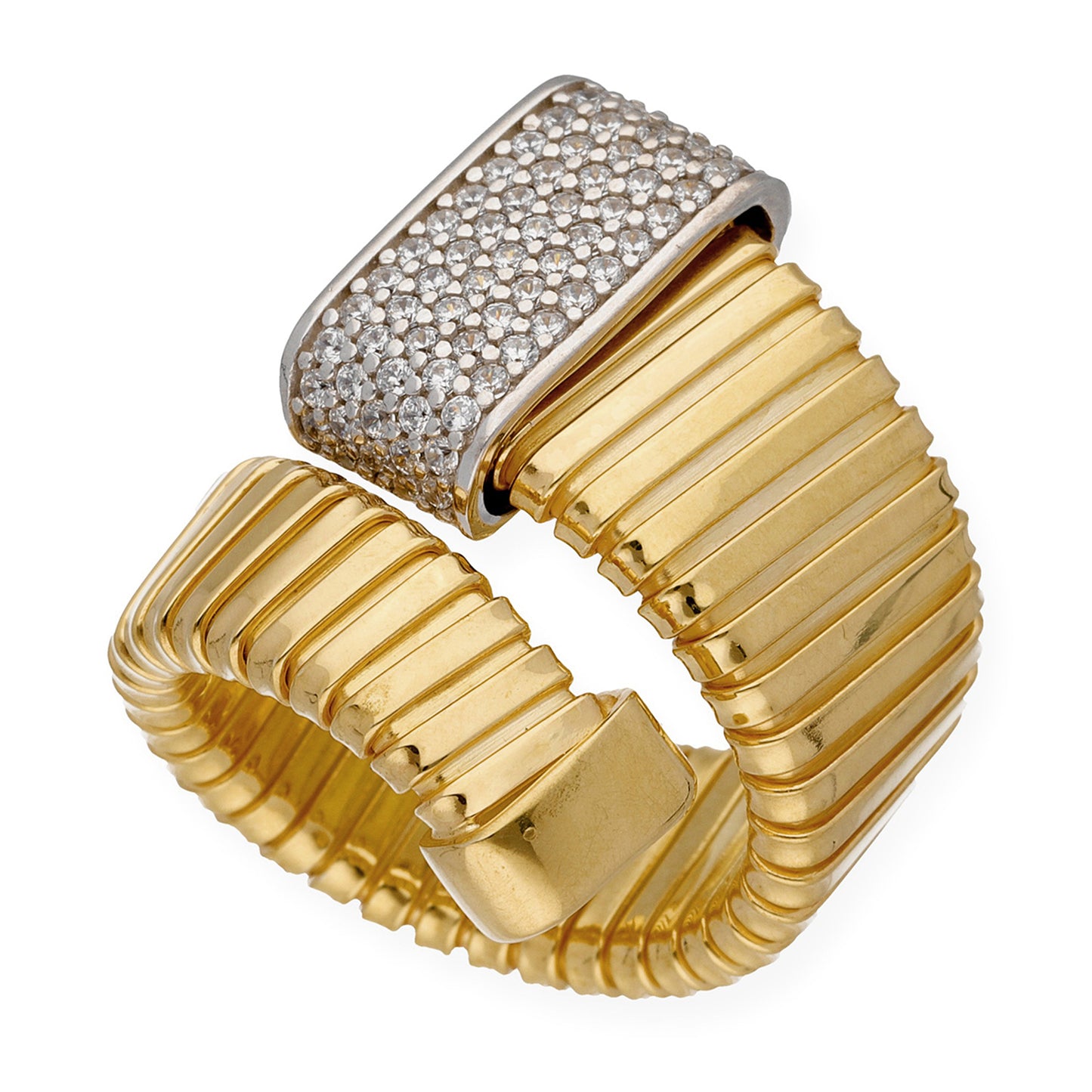 Anillo Plano Tubo de Gas en Plata 925 y Baño de Oro 18k