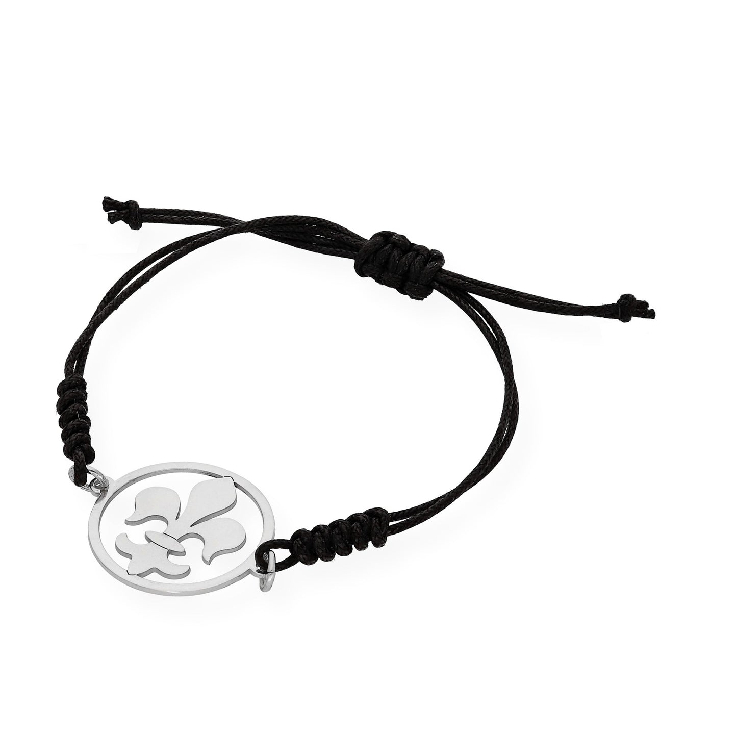 Pulsera Macramé Flor de Lis en Plata de Ley 925