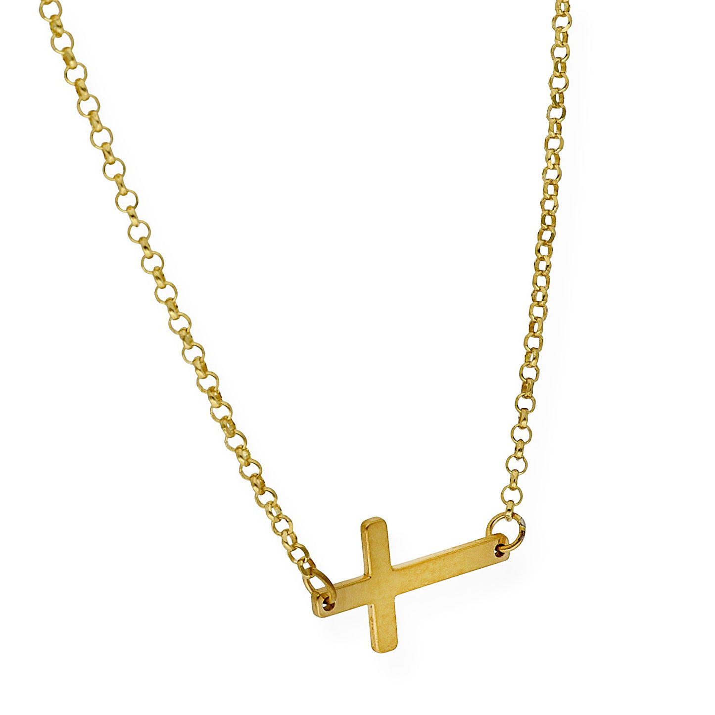 Colgante de Cruz Horizontal en Plata de Ley 925 Bañada en Oro 18K