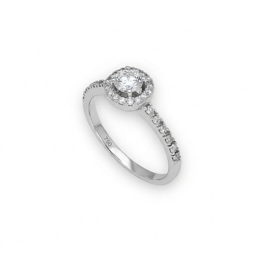 Anillo de Oro Blanco 18k con diamante central natural de 0,40 ct modelo Florencia