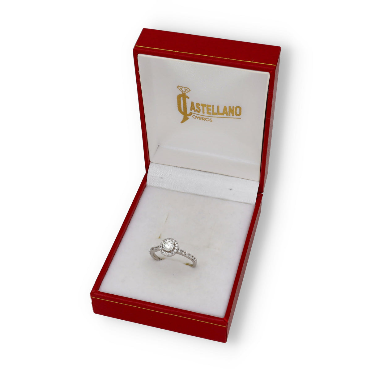 Anillo de Oro Blanco 18k con diamante central natural de 0,40 ct modelo Florencia