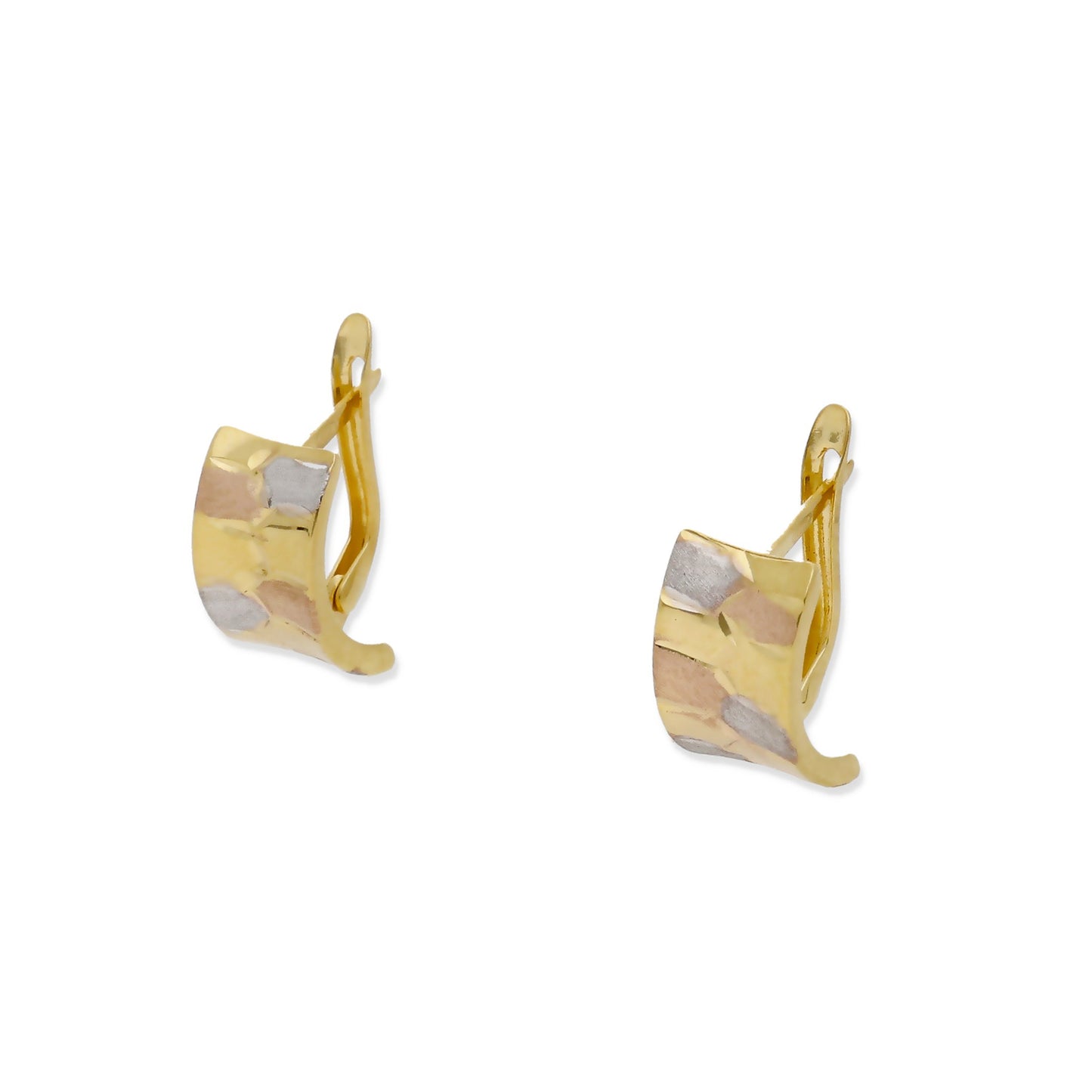 Pendientes Medio Aro en Oro de Ley 18K Tricolor