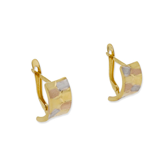 Pendientes Medio Aro en Oro de Ley 18K Tricolor