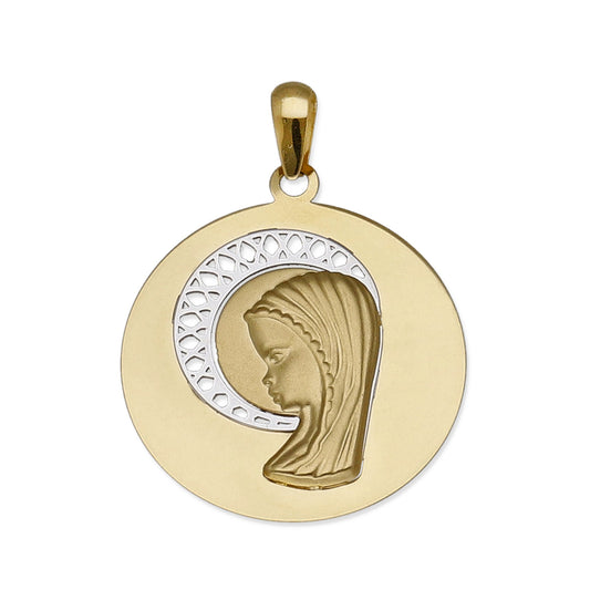 Medalla Virgen Niña en Oro 18K Bicolor