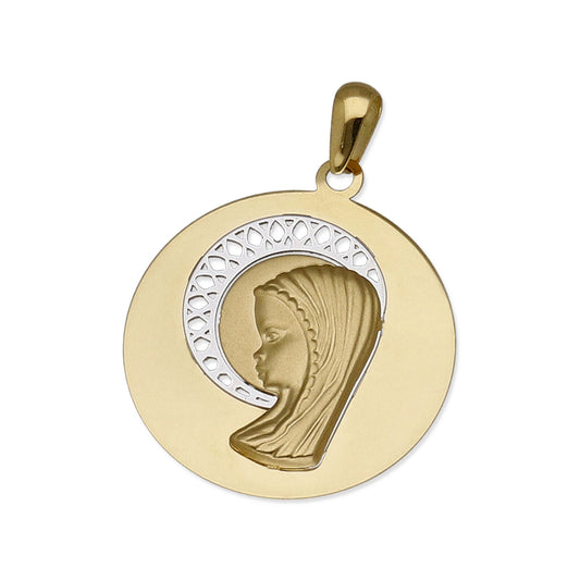 Medalla Virgen Niña en Oro 18K Bicolor