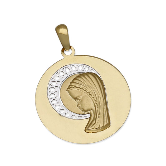 Medalla Virgen Niña en Oro 18K Bicolor