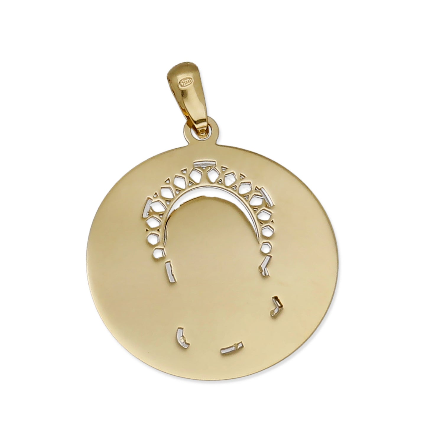 Medalla Virgen Niña Redonda en Oro 18K Bicolor