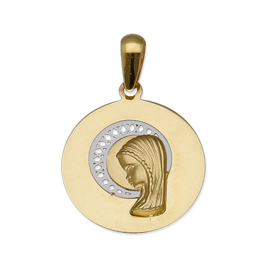 Medalla Virgen Niña en Oro 18K Bicolor Pequeña