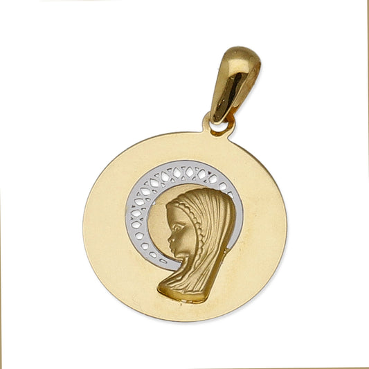 Medalla Virgen Niña en Oro 18K Bicolor Pequeña