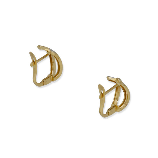 Pendientes Medio Aro en Oro de Ley 18K Bicolor Entrelazado con Diamante