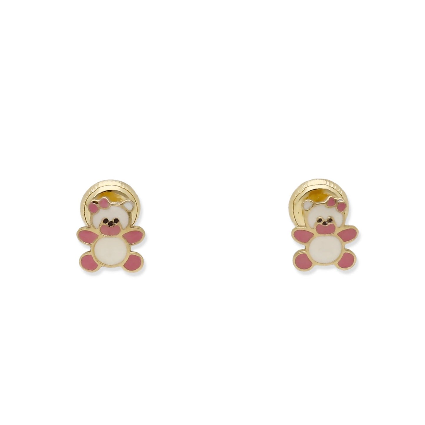 Pendientes Bebé Oso Peluche Esmaltado de Oro 18K