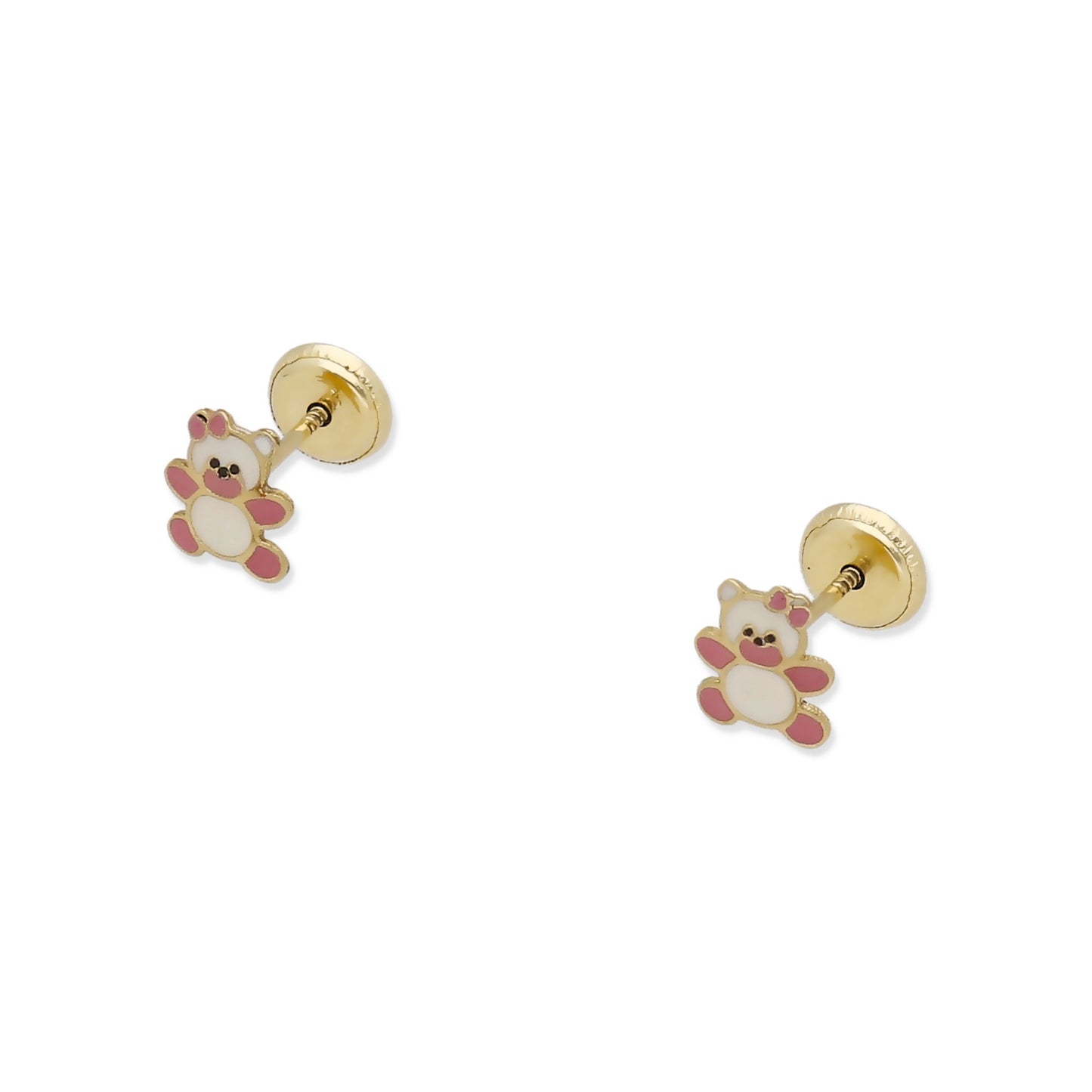 Pendientes Bebé Oso Peluche Esmaltado de Oro 18K