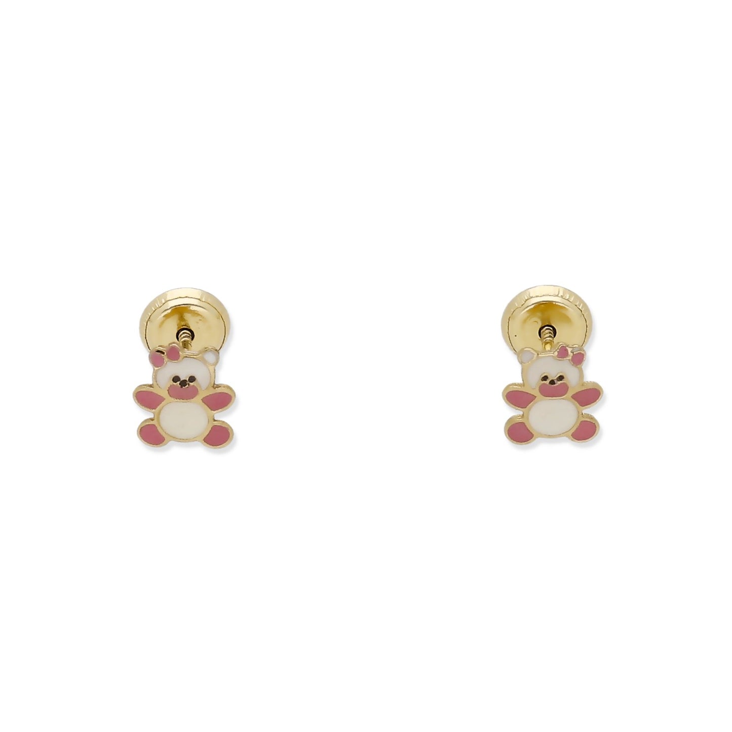 Pendientes Bebé Oso Peluche Esmaltado de Oro 18K