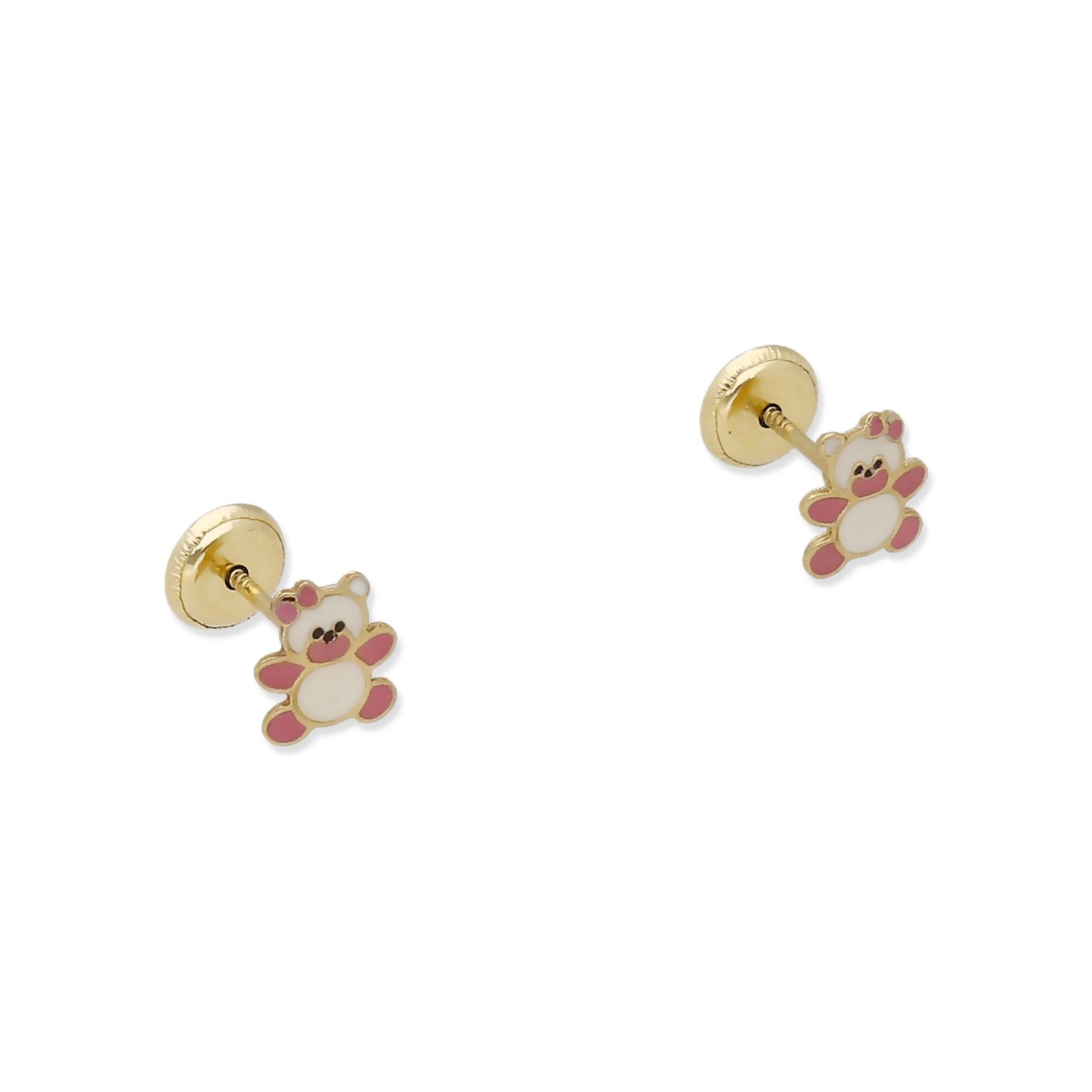 Pendientes Bebé Oso Peluche Esmaltado de Oro 18K