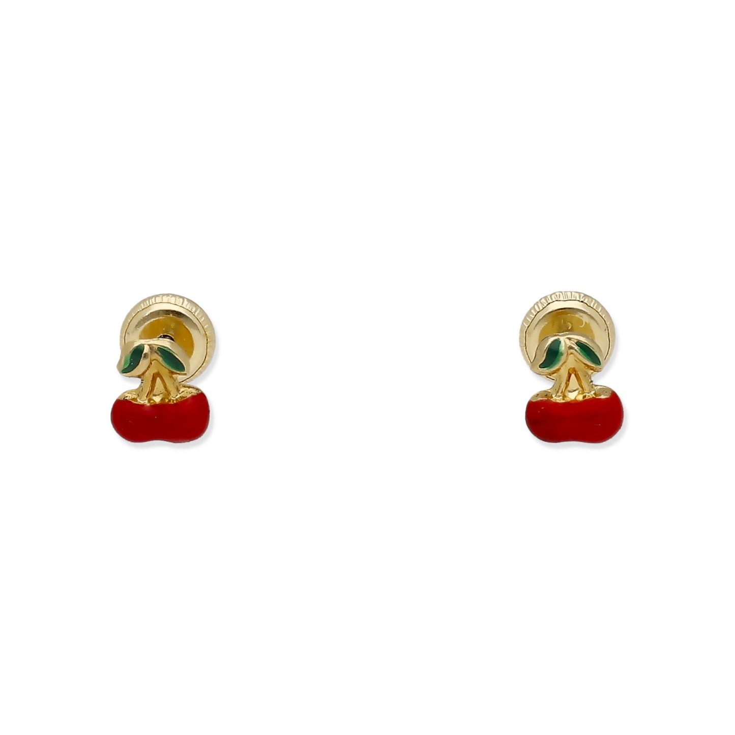 Pendientes Bebé Cereza Esmaltada de Oro 18K