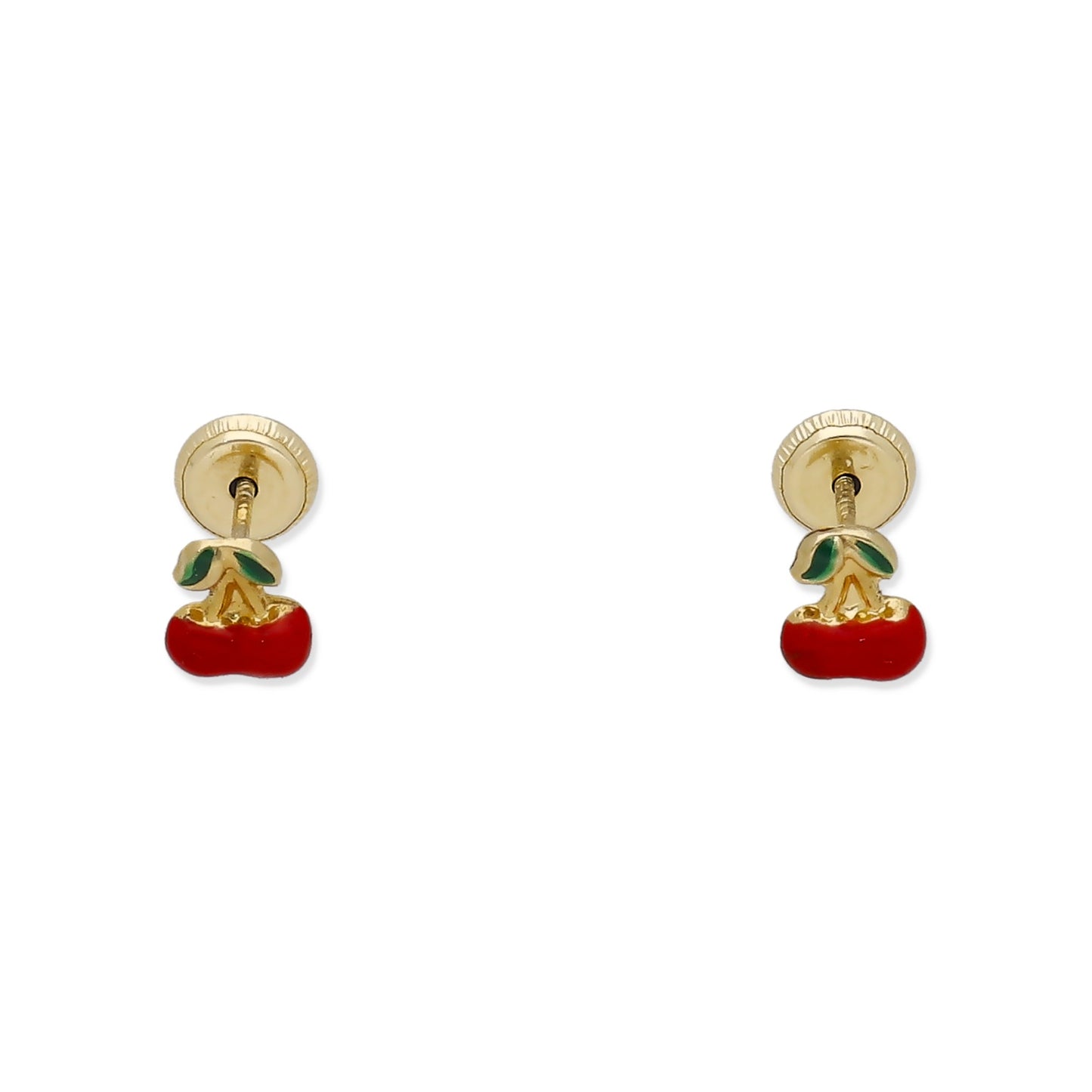 Pendientes Bebé Cereza Esmaltada de Oro 18K