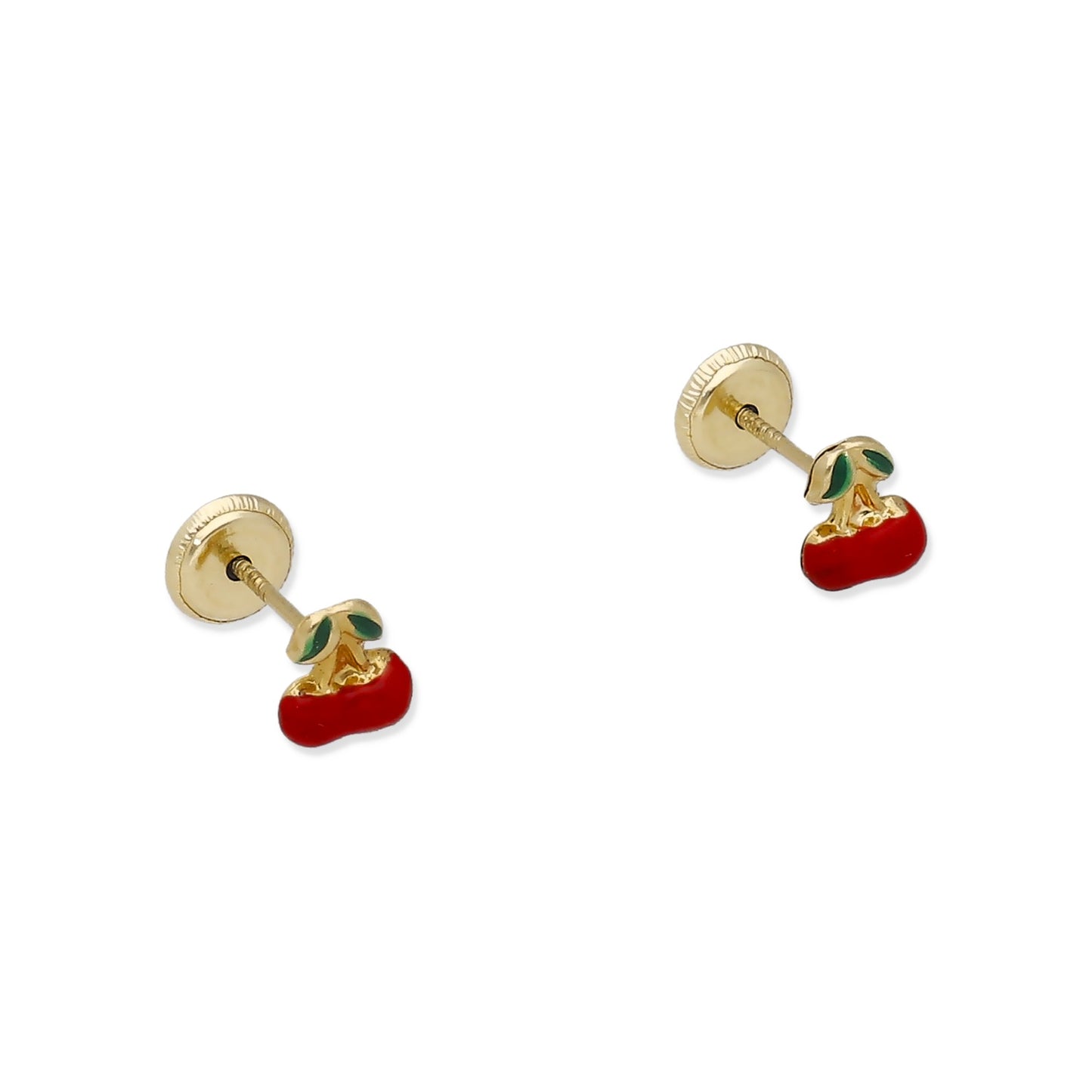 Pendientes Bebé Cereza Esmaltada de Oro 18K