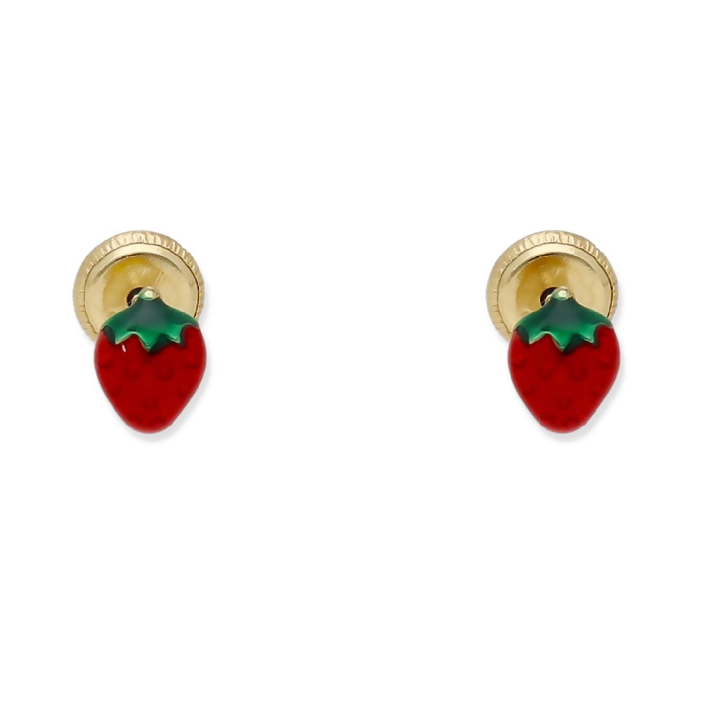 Pendientes Bebé Fresa Esmaltada de Oro 18K