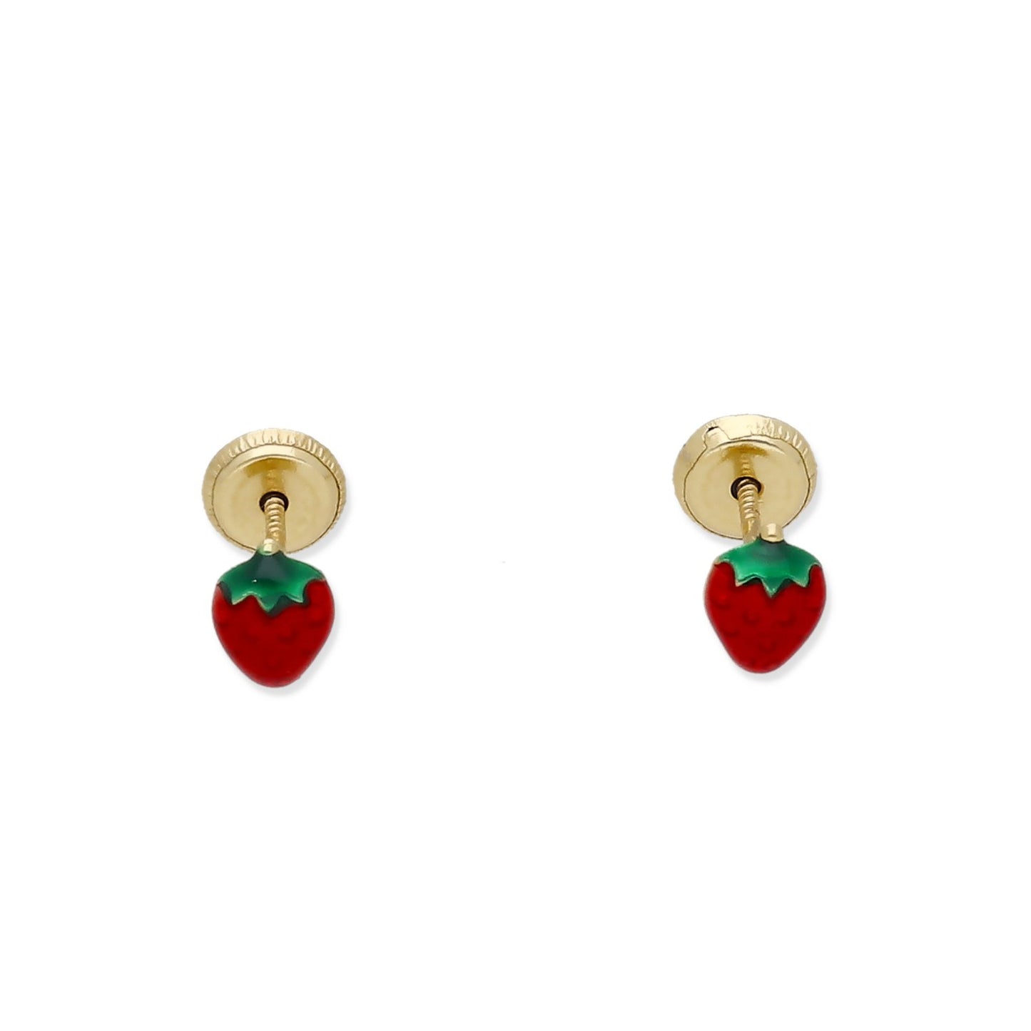 Pendientes Bebé Fresa Esmaltada de Oro 18K