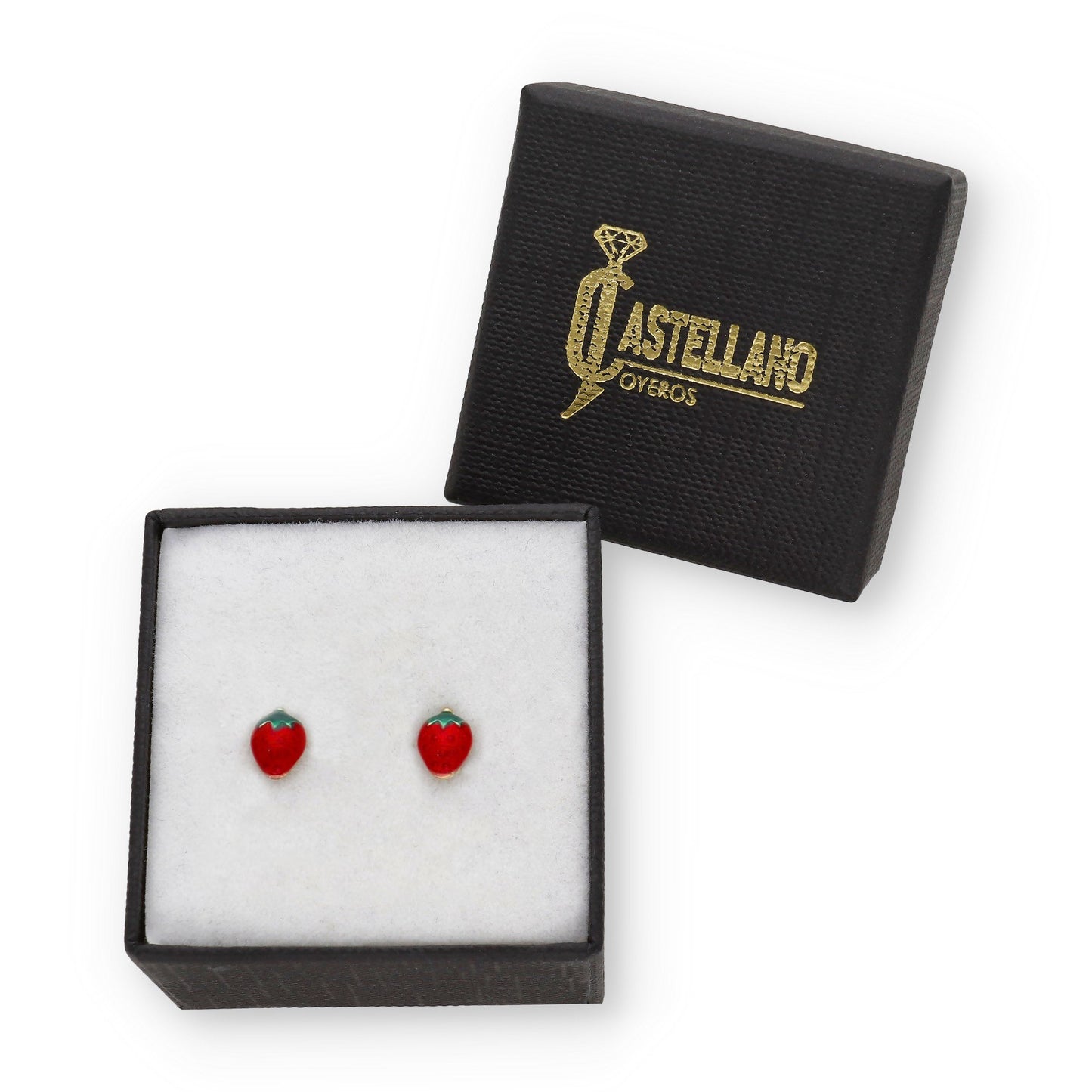 Pendientes Bebé Fresa Esmaltada de Oro 18K