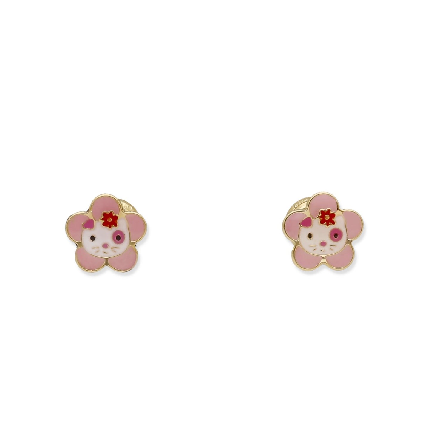 Pendientes Bebé Flor Spotty Esmaltado de Oro 18K