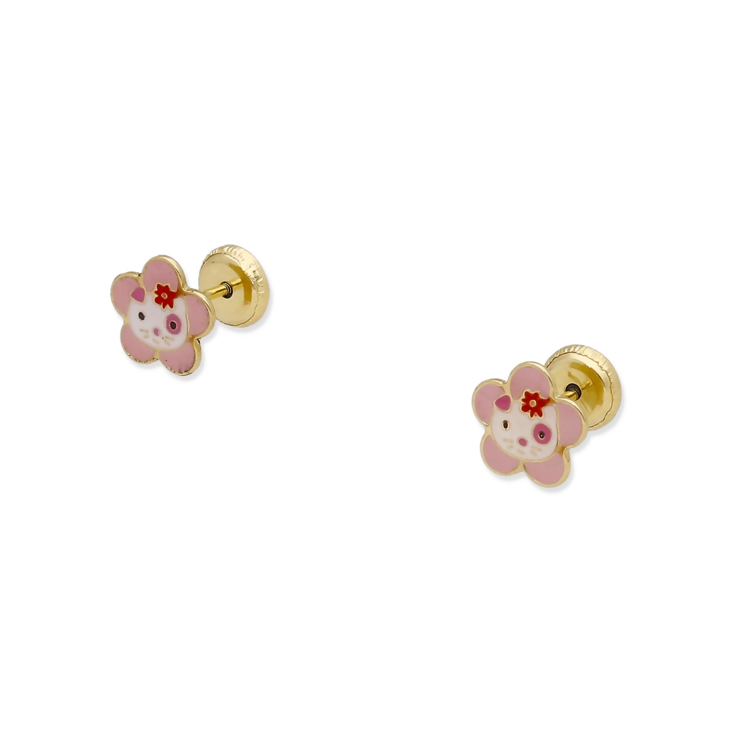 Pendientes Bebé Flor Spotty Esmaltado de Oro 18K