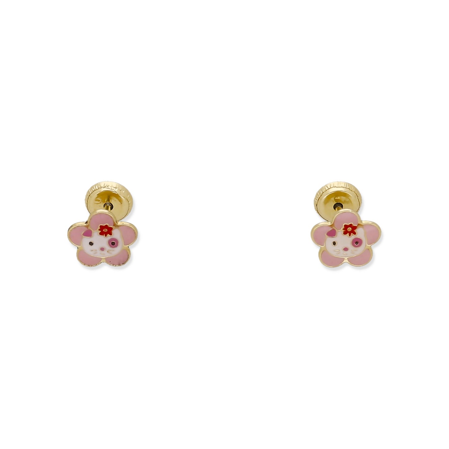 Pendientes Bebé Flor Spotty Esmaltado de Oro 18K