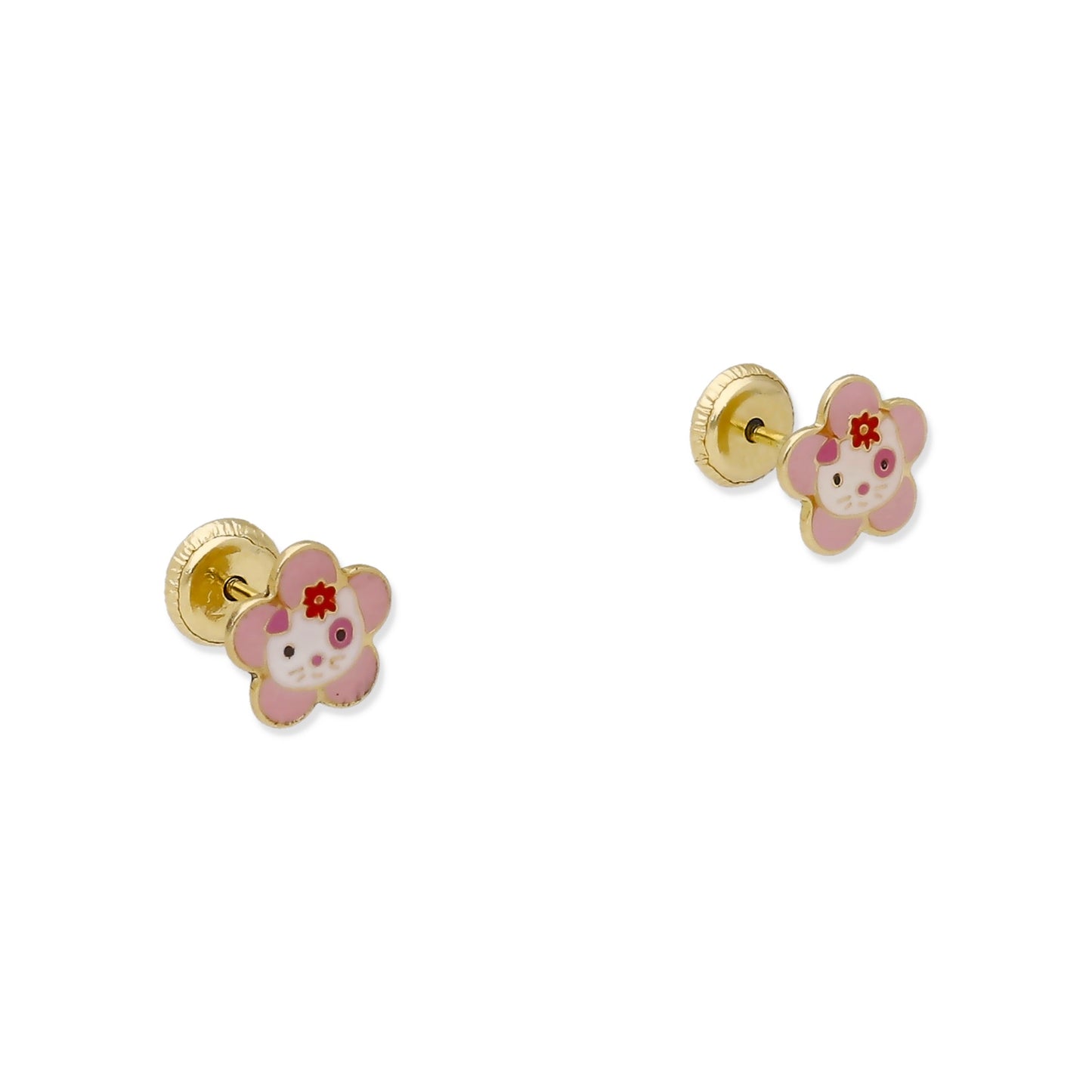 Pendientes Bebé Flor Spotty Esmaltado de Oro 18K