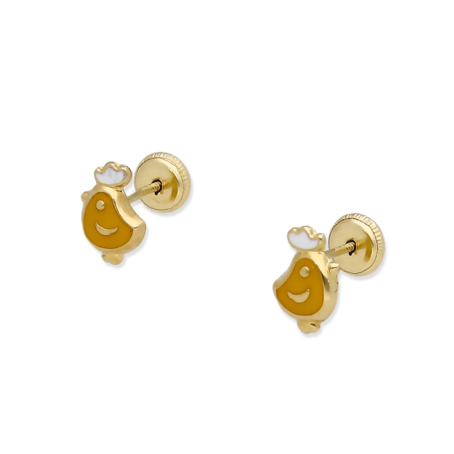 Pendientes Bebé Pollito Esmaltado de Oro 18K