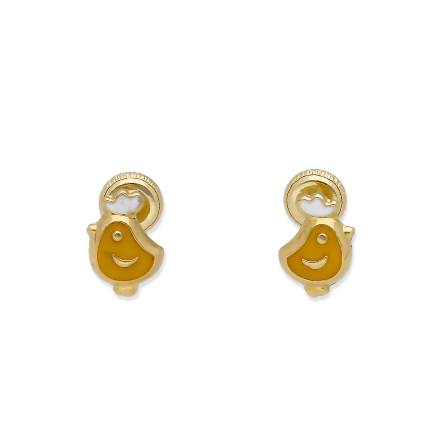 Pendientes Bebé Pollito Esmaltado de Oro 18K