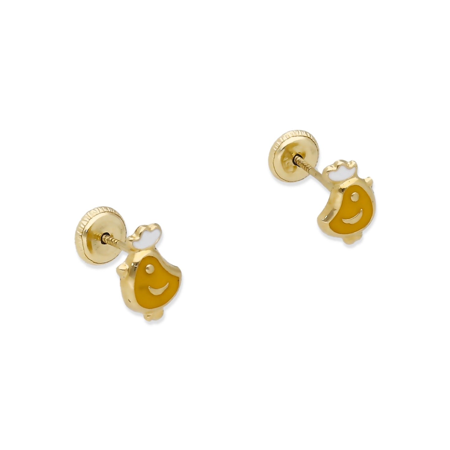 Pendientes Bebé Pollito Esmaltado de Oro 18K