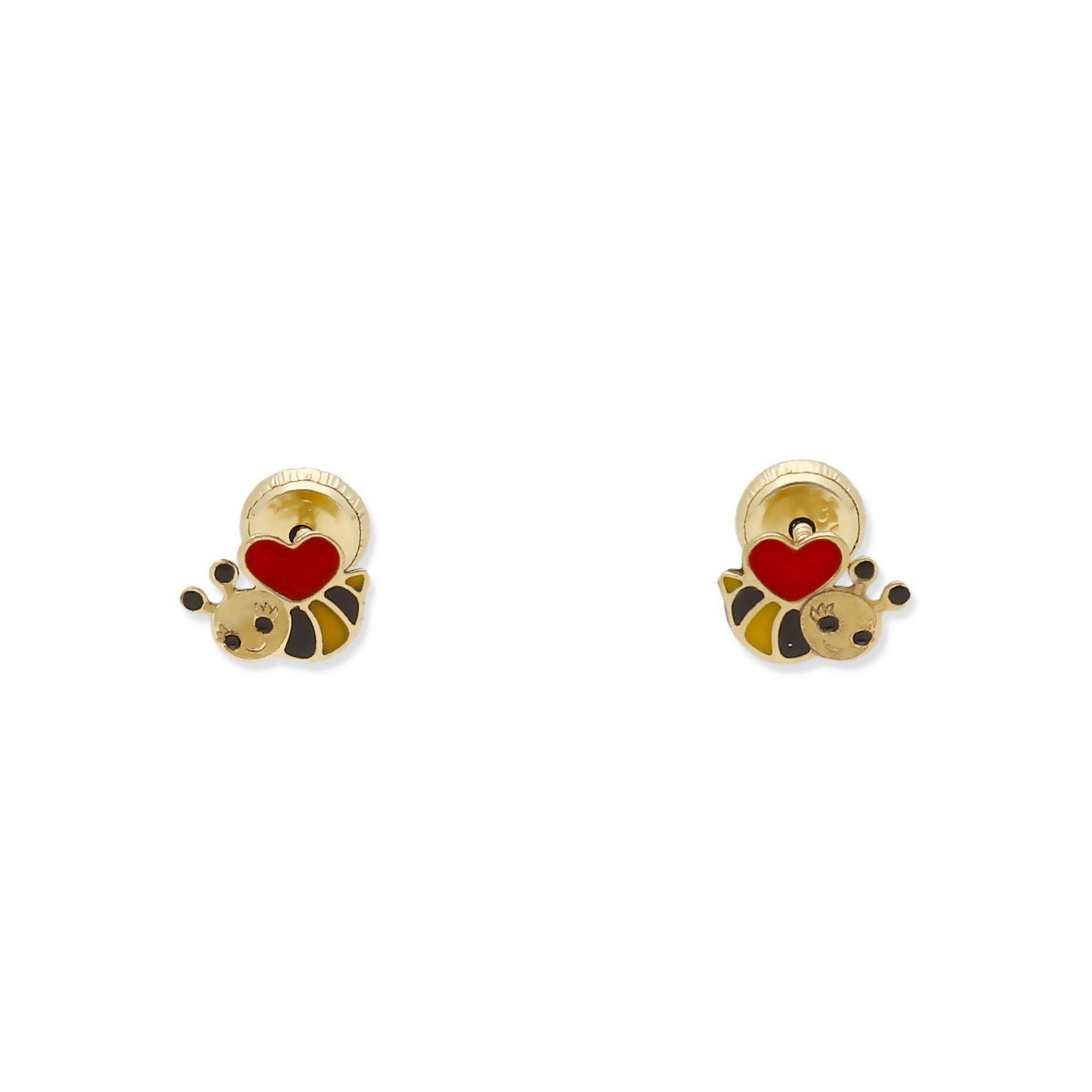 Pendientes Bebé Abejita Esmaltada de Oro 18K
